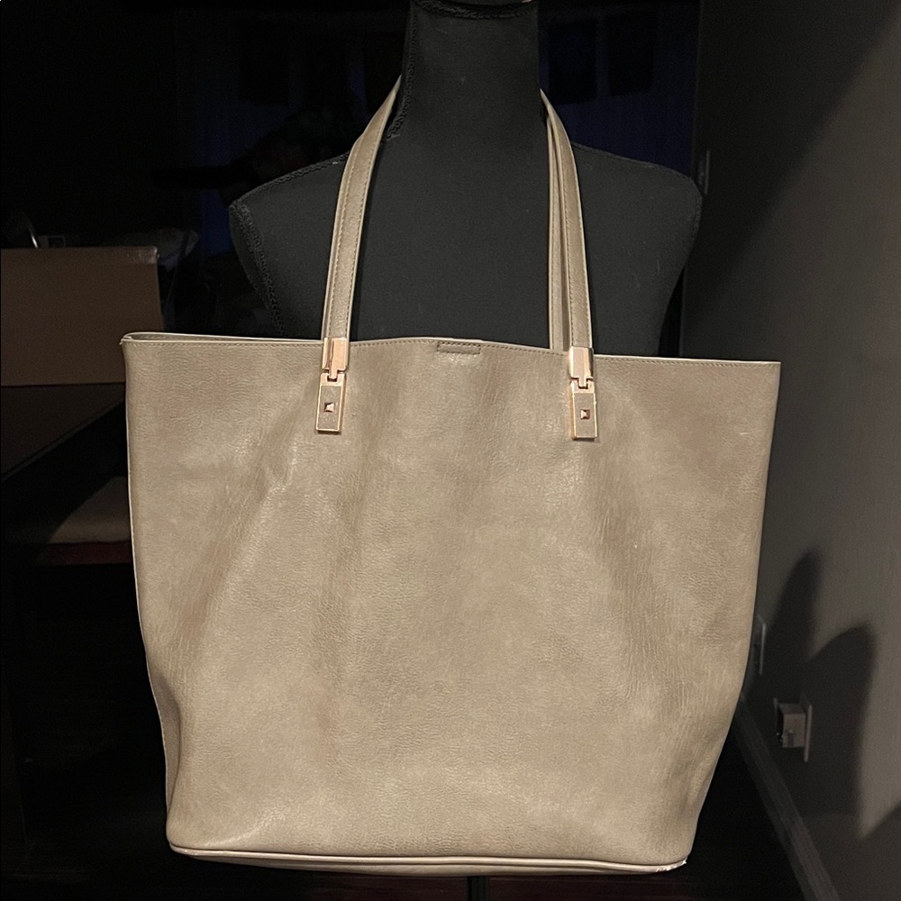 Elegant Sage Green Faux Suede Tote Bag OS